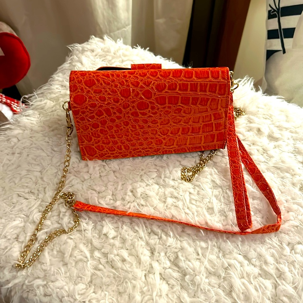 Nice orange over shoulder clutch night club bag